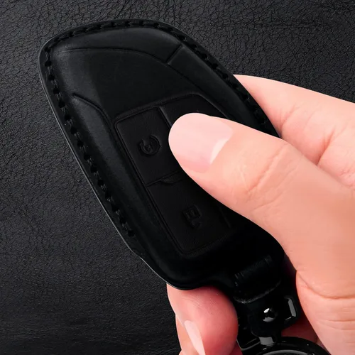 Miniatura 6 de Tukellen Funda para Llavero de Cuero Genuino Smart Key Holder Sleeve Compatible con 2021-2026 Chevy Chevrolet Colorado Equinox Silverado GMC Canyon