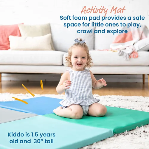 Miniatura 3 de ECR4Kids SoftZone Quad Fold-N-Go Activity Mat, Folding Playmat, Contemporary