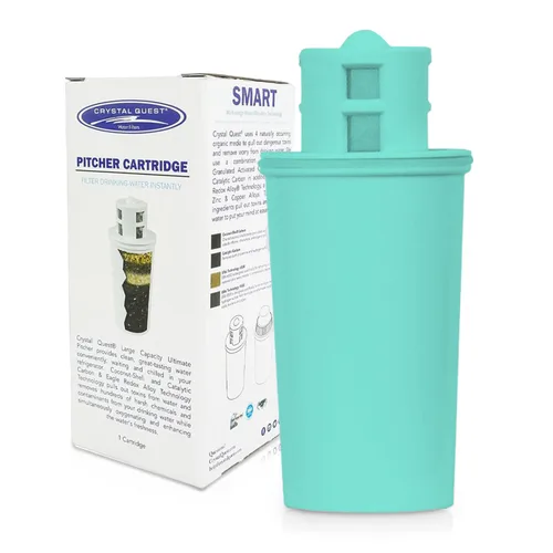 Crystal Quest Cartucho de jarra de filtro de agua alcalinizante, filtración avanzada para agua limpia y saludable, mejora la mineralización, diseño