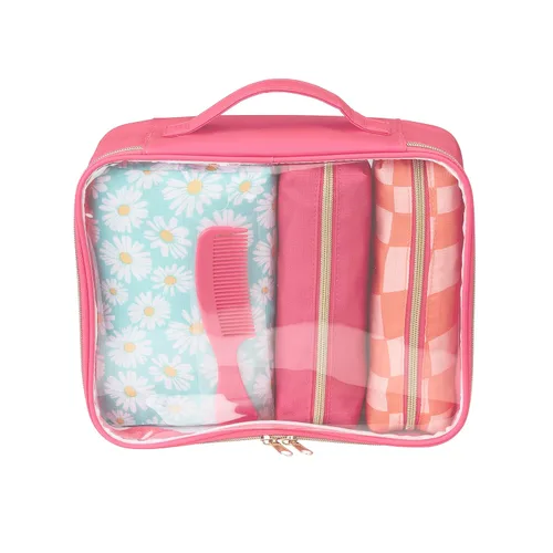 Conair Set de 5 piezas de artículos de tocador y bolsa de cosméticos por menos de $30, incluye 4 bolsas de maquillaje y 1 peine de viaje en