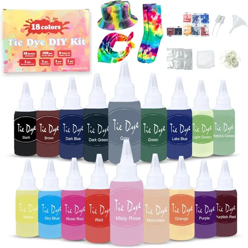 Kit de teñido anudado para niños y adultos, juego completo de teñido anudado con polvo de teñido anudado en paquetes de recambio de teñido anudado,