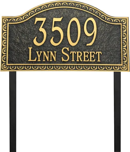 Miniatura 11 de Letrero de dirección montado en el césped, letrero de número de casa personalizado con 2 estacas de metal sólido, números de dirección para estilo 2