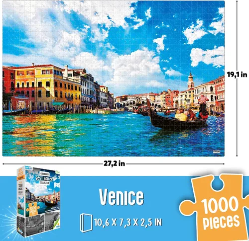 Miniatura 6 de RONDA Europe Classics - Rompecabezas de 1000 piezas para adultos (3 unidades) 3 iconic European landmarks, QR reference image, precision-cut