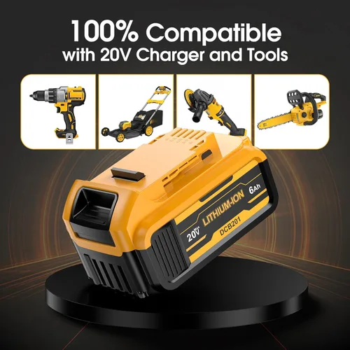 Miniatura 7 de Paquete de 2 baterías de repuesto de 20 V máx. 6.0 mAh para DE-Walt, DCB200 DCB201 batería de repuesto con estación de cargador de batería DCB201
