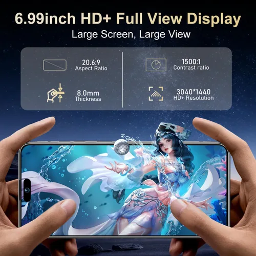 Miniatura 3 de Ecshock Teléfono desbloqueado de 17PM Teléfono celular Android 15.0 16+512GB Smartphone Pantalla HD de 6.99 pulgadas Batería de larga