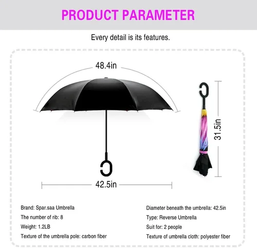 Miniatura 181 de SIEPASA Paraguas invertido invertido de 49/56 pulgadas, doble toldo extra grande, ventilado, resistente al viento, impermeable, paraguas de golf