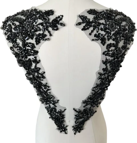 Miniatura 2 de Apliques hechos a mano con cuentas de diamantes de imitación para coser en parche de encaje de cristal, 1 par para ropa de bricolaje, vestido