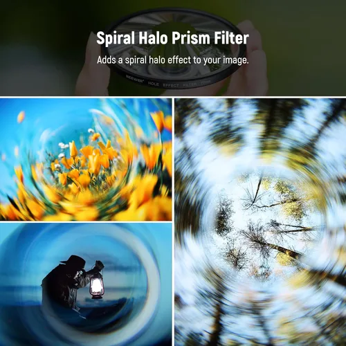 Miniatura 4 de NEEWER Filtro de Lente de Cámara de 77mm con Halo Espiral, Filtro de Lente de Prisma de Vidrio Óptico K9 con Efectos Especiales para Fotografía