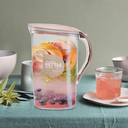 Miniatura 8 de Coloch - Paquete de 2 jarras de agua de plástico de 2 cuartos de galón con tapa abatible, recipiente de agua delgado transparente de medio galón