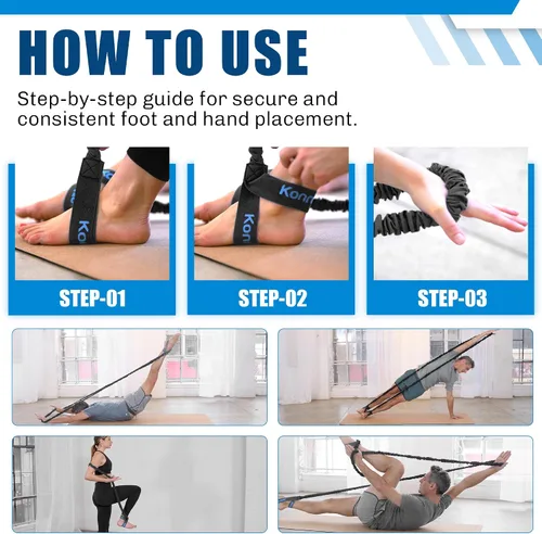 Miniatura 4 de Konnections Herramienta revolucionaria de mejora de Pilates de banda de resistencia cubierta de tela para resistencia, flexibilidad y precisión Negro