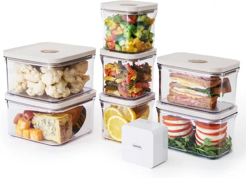 Miniatura 19 de VAKUEN Set Inicial Premium de Recipientes Herméticos de Almacenamiento de Alimentos y Máquina Selladora al Vacío, Juego de 4 Piezas con Sellador