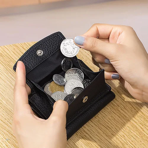 Miniatura 3 de Mini cartera unisex con bloqueo RFID con bolsa para monedas, bolsillo organizador de fraude de tarjetas de crédito, plegable, delgado y compacto
