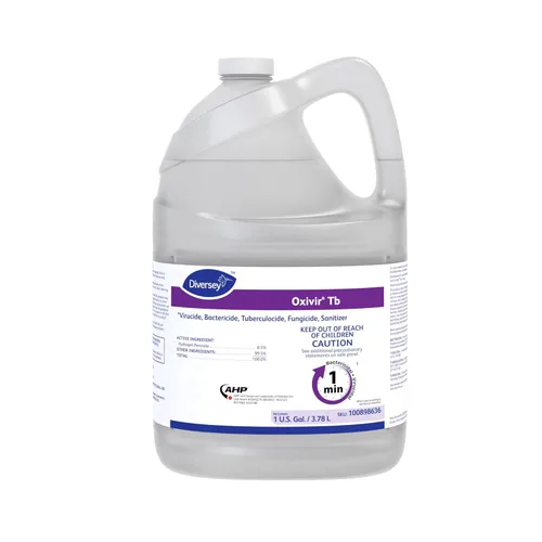 Oxivir Diversey Tb Limpiador desinfectante de peróxido de hidrógeno líquido listo para usar, limpiador tuberculocida multisuperficie, 1 galón