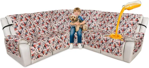 Miniatura 14 de ALIECOM Fundas de sofá modular reclinable en forma de L, 100% impermeables, fundas para sofá seccional, fundas lavables con estampado, protector