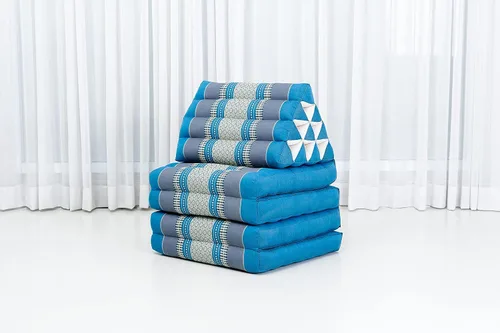 Miniatura 5 de Leewadee Cómodo colchón japonés de suelo, cama tailandesa con cojín triangular, colchón futón, tapete de masaje tailandés extra largo, 89 x 20 Sf22