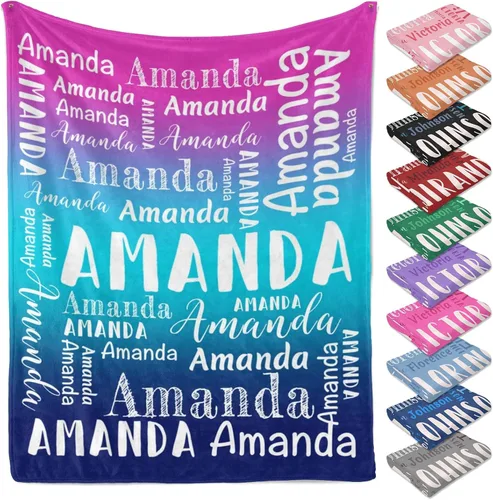 Miniatura 25 de Manta personalizada con texto y nombre para adultos y niños, regalo para cumpleaños, boda, día de San Valentín (30 x 40 pulgadas)