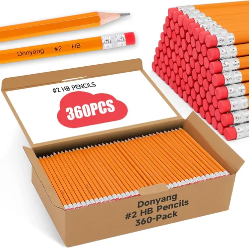 Miniatura 9 de Donyang Paquete de 600 lápices HB #2 a granel, preafilados con borradores, suministros para profesores, accesorios esenciales de oficina, lápices
