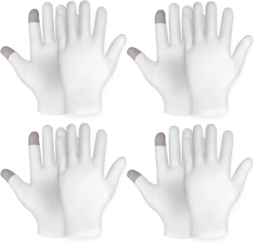 Miniatura 7 de Sibba 2 pares de guantes hidratantes con pantalla táctil, guantes hidratantes de algodón blanco, para uso nocturno, tratamiento para ectima, manos