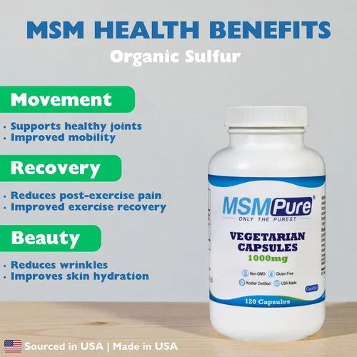 Miniatura 2 de KALA HEALTH MSMPure MSM Cápsulas vegetarianas – 1,000 mg de MSM de origen estadounidense por cápsula para la salud de las articulaciones, apariencia