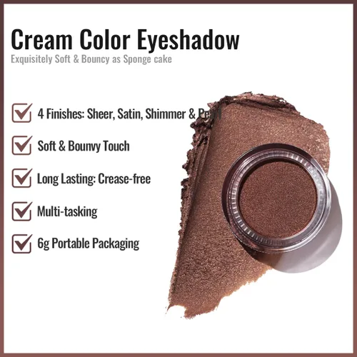 Miniatura 57 de Oulac Sombra de ojos en crema con brillo también para iluminador Sombra de ojos mezclable Resistente al agua y de larga duración con fórmula Pureza