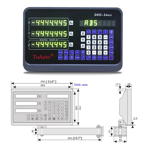 Miniatura 6 de DRO - Pantalla de lectura digital de 3 ejes+3 piezas de escala lineal de vidrio para máquina de torno de molino CNC (150+200+300)