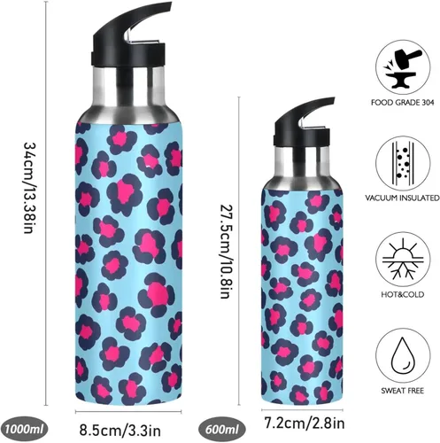 Miniatura 2 de BPA-Free Sport Water Bottle 20 Oz, Insulated Stainless Steel Water Bottle with Straw for Gym Outdoor Travel School, Bold Pink Blue