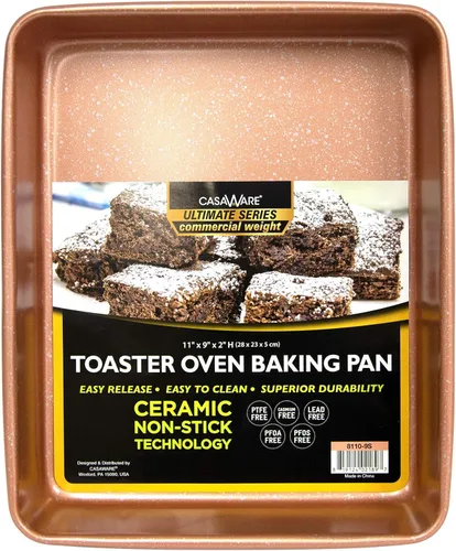 Miniatura 8 de casaWare Horno tostador Ultimate Series de 11 x 9 x 2 pulgadas con revestimiento antiadherente de cerámica para hornear (granito plateado)