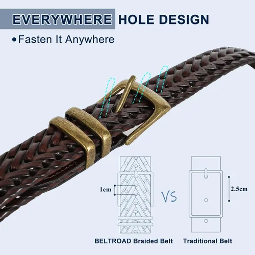 Miniatura 3 de BELTROAD Cinturón de cuero trenzado para hombre, jeans casuales, golf, hebilla de aleación tejida de cuero para hombre, cinturones trenzados a mano