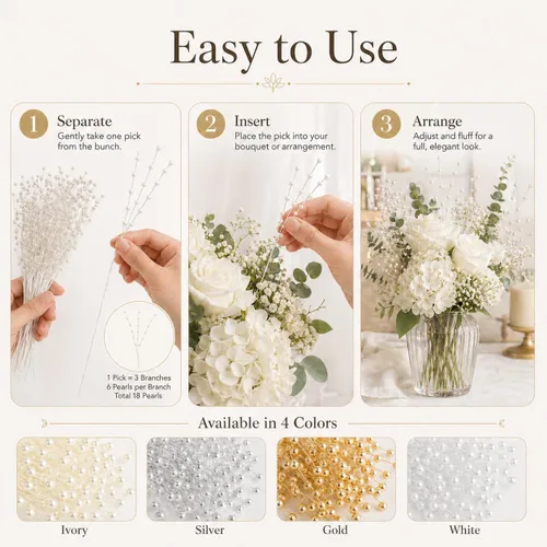 Miniatura 4 de 100 piezas de palo de cuentas para novia, boda, decoración de fiesta, 0.157 in, relleno de florero, palitos de perlas de 0.157 in, selecciones