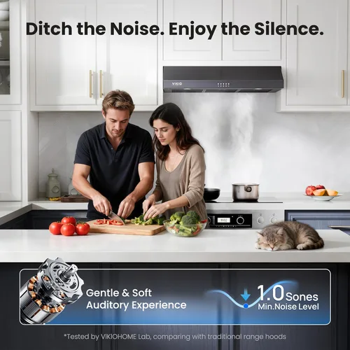 Miniatura 2 de VIKIO HOME Campana extractora para debajo del gabinete de 30 pulgadas, ventilación de cocina de doble motor de 580 CFM con luces LED, control