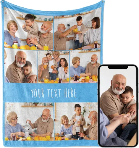 Miniatura 17 de Manta personalizada con imagen, se envía al día siguiente, impresa en Estados Unidos, manta de fotos personalizada, colores vibrantes, suave
