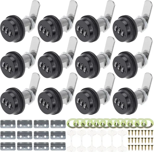 Miniatura 13 de RealPlus Paquete de 6 cerraduras de combinación de leva de 1-1/8 pulgadas, cerraduras de gabinete codificadas con cilindro, cerraduras de seguridad