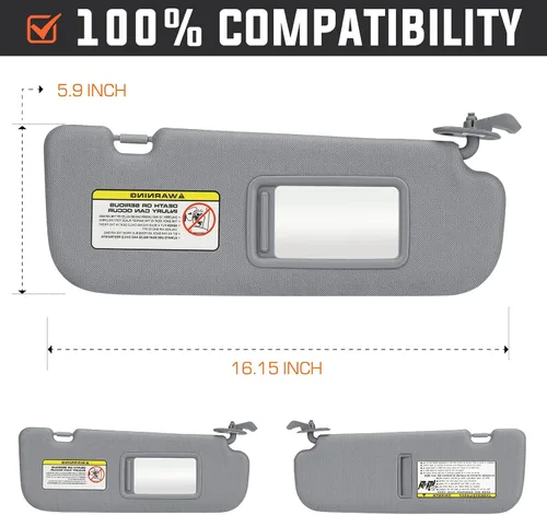 Miniatura 6 de Youxmoto para Hyundai Elantra Visor solar gris para lado del conductor izquierdo y lado del pasajero derecho, reemplazo para Hyundai Elantra 2011