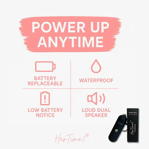 Miniatura 3 de HerTime2 Alarma Personal para Mujeres Adultos Personas Mayores – Viaja Seguro e Impermeable Sirena de Autodefensa – Llavero de Seguridad – Extra