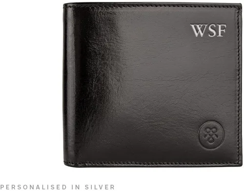 Miniatura 9 de Maxwell Scott - Cartera plegable de piel de lujo para hombre The Vittore Billetera clásica para recibos, Negro