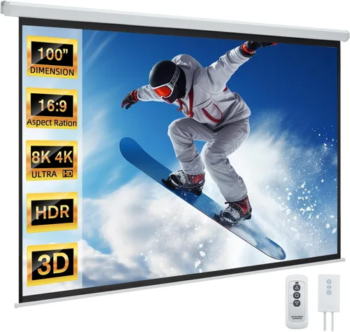 Miniatura 14 de YODOLLA Pantalla de Proyector Motorizada de 72", 16:9, 4K HD Desplegable Retráctil, Pantallas de Proyección Eléctricas Automáticas de Pared y Techo