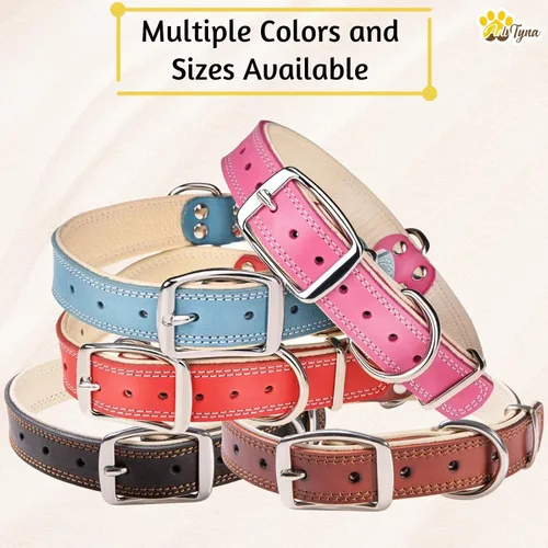 Miniatura 6 de ADITYNA Collar de perro de cuero rosa resistente para perros grandes, forrado con cuero suave, collar de perro para caminar, entrenar y senderismo