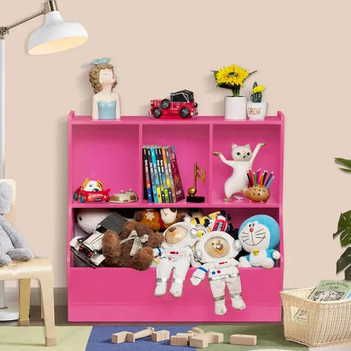 Miniatura 6 de Lerliuo Organizador de almacenamiento de juguetes para niños, estantería y estantería pequeña para niños, armario de almacenamiento de juguetes de 4
