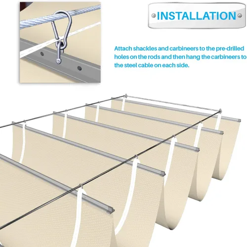Miniatura 4 de Patio Cubierta de Sombra para Pérgola Impermeable Retráctil de 7 pies de ancho x 33 pies de largo, Repuesto de Toldo, Cubiertas de Tela para Beige