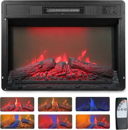 Royalcraft - Chimenea eléctrica de 23 pulgadas para insertar en soporte de TV, chimenea eléctrica empotrada con llamas multicolores 3D y