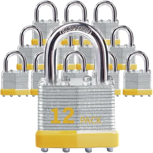 Miniatura 10 de Candados con llave de acero laminado con llave igual, candados a granel, candados de grillete normales, paquete de 6 para cerrojo, cobertizos