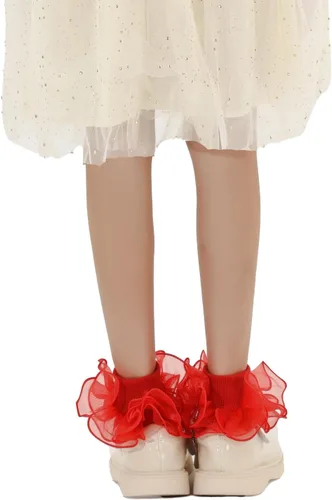 Miniatura 5 de Dicry Calcetines de doble encaje con volantes grandes para bebés y niños pequeños
