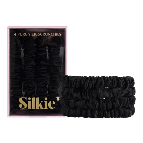 Miniatura 9 de SILKIE Juego de 4 coleteros de seda de morera 100% pura, color negro, marrón, chocolate, rosa, nude, neutro, bolsa de viaje para todos los días