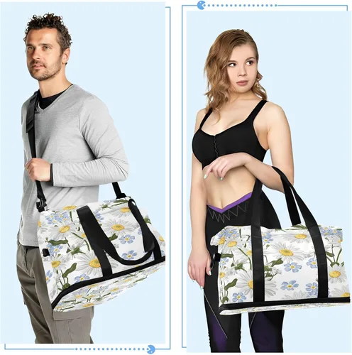 Miniatura 6 de Flradish Forget-me-not Flower Sports Gym Bag,Travel Duffel bag with Wet Pocket & Shoes Compartment Lightweight Waterproof Overnight Bag for Men Women