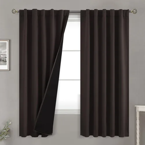 Miniatura 112 de BGment Cortinas 100% opacas beige de 63 pulgadas de largo con forro aislante térmico, bolsillo para varilla y lengüeta trasera de doble capa