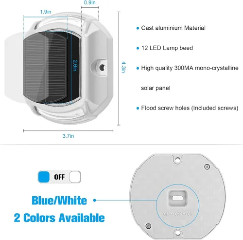 Miniatura 7 de VOLISUN Luces Solares para Entrada de Vehículos Luces para Muelle y Terraza Paquete de 16, 2 Colores en 1, LED Alimentadas por Energía Solar Blanco