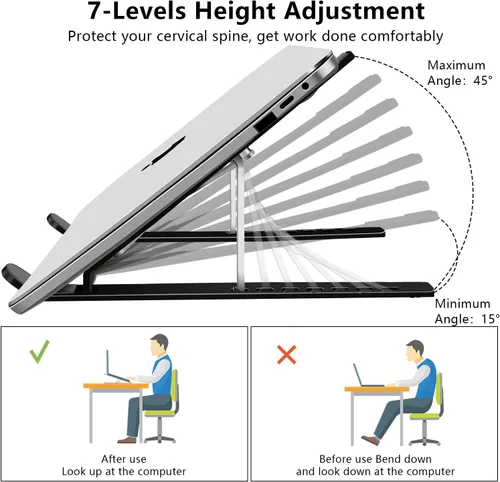 Miniatura 4 de Soporte para laptop, soporte para tableta de computadora, soporte plegable de aluminio ajustable para laptop, compatible con MacBook Air Pro
