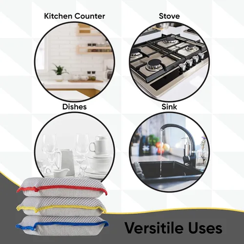 Miniatura 3 de Esponjas de microfibra para platos, esponjas de cocina, esponja antiarañazos, esponjas de limpieza para el hogar, suministros de limpieza multiusos