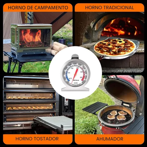 Miniatura 6 de Termómetro de horno 50-300 °C/100-600 °F, termómetro analógico de horno, parrilla, freír, chef, ahumador de acero inoxidable de lectura instantánea
