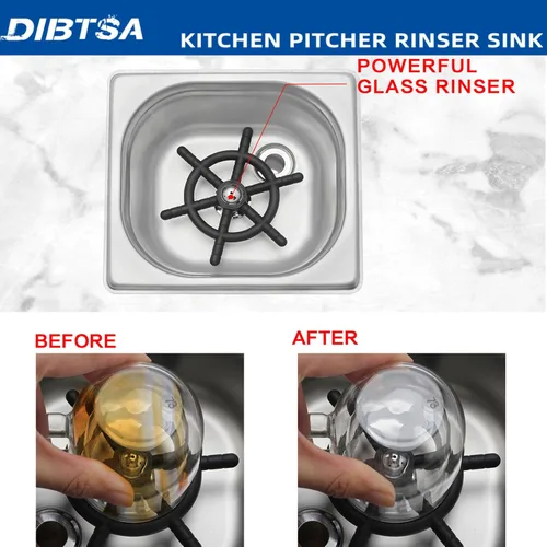 Miniatura 7 de DIBTSA - Enjuagadora para jarra, lavadora automática de tazas de vidrio, acero inoxidable 304, para café, leche, té, hogar, cocina, hotel, bar